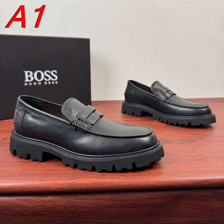 2026新作登場！【BOSS】ローファー レザー 便士，乐福 BLACK ビジネス