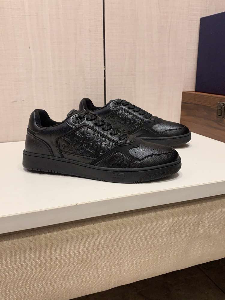 2026入荷【Dior】スニーカー レザー CD柄  블랙 カジュアル