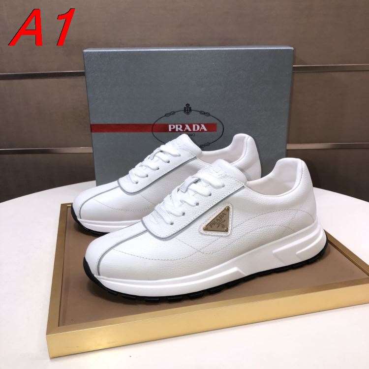 2026新作発表【Prada】スニーカー レザー キルティング纹様 白い厚底  White カジュアル