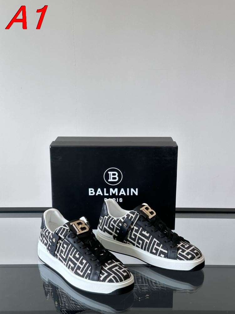 2026新作登場!【Balmain】ローカットスニーカー レザー モノグラム BLACK×WHITE パーティー