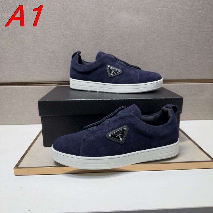 2026入荷しました【Prada】スリッポン スエード エラスティック构造 ネイビー カジュアル