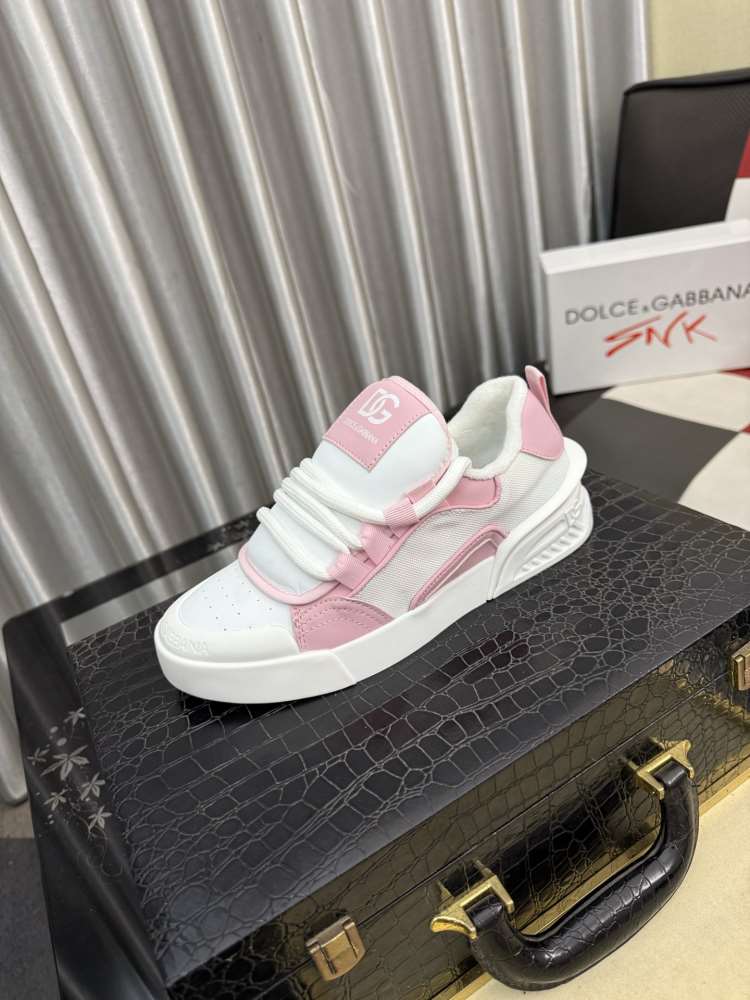 【Dolce & Gabbana】スニーカー メッシュ×レザー DG柄 ホワイト×ピンク カジュアル