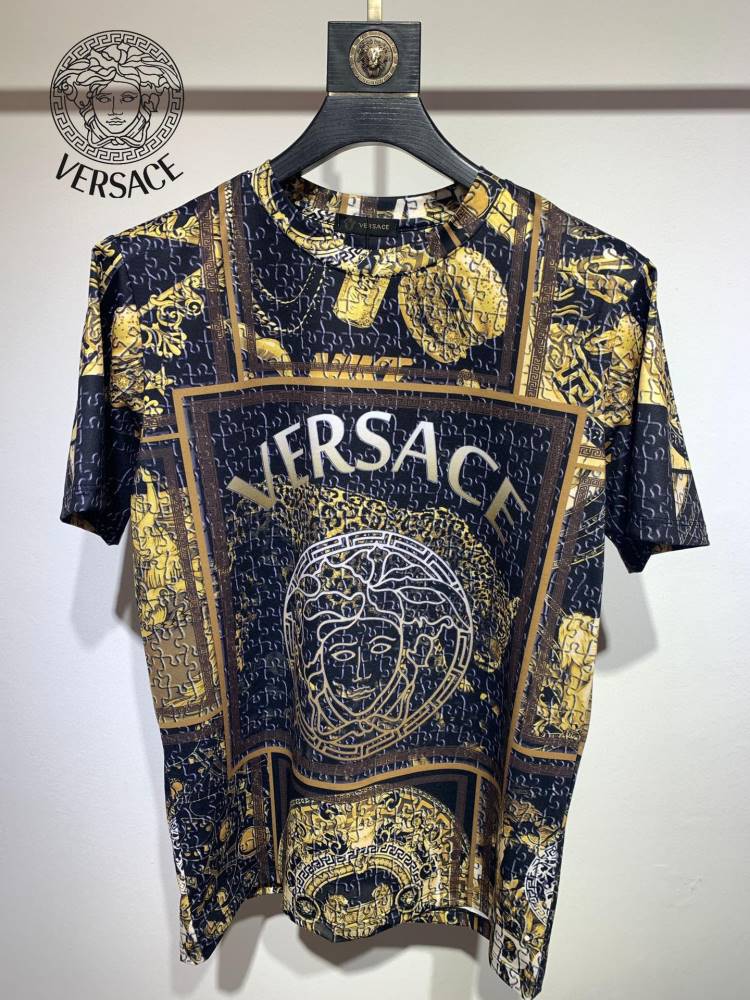 2026 ヴェルサーチ 夏新着 シルケットコットン クルーネック半袖Tシャツ デイリービジカジカジュアル ベーシック ブランド コピー