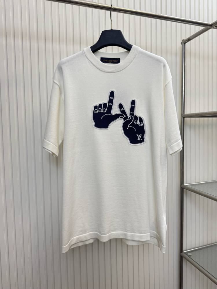 2026 ルイヴィトン 夏新着 刺繍 クルーネック半袖Tシャツ リラックスオーバーシルエット シンプル ブランド コピー