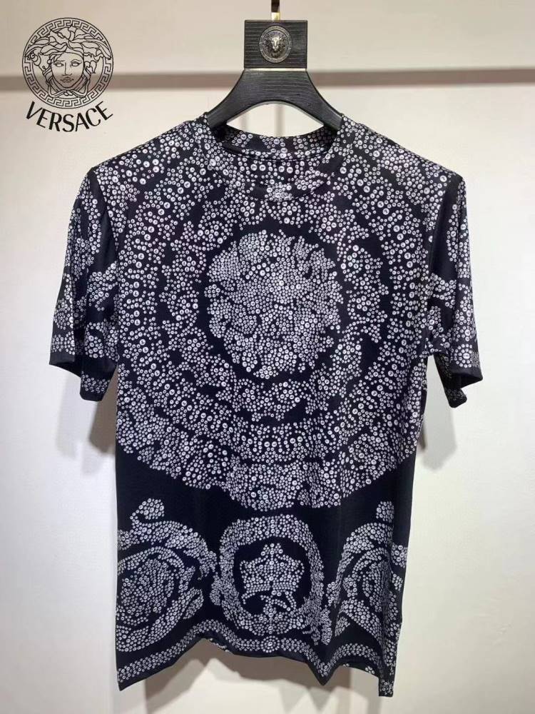 2026 ヴェルサーチ 夏新着 シルケットコットン クルーネック半袖Tシャツ ベーシック 柔らか肌触り型崩れなし ブランド コピー