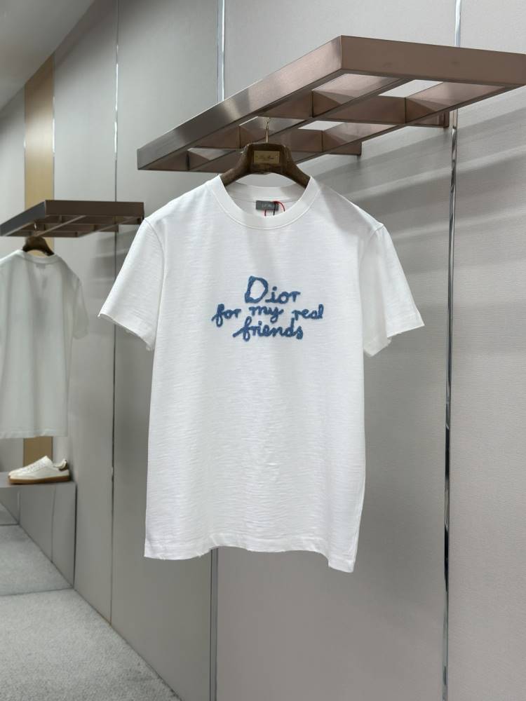 2026 ディオール 夏新着 刺繍タオル刺繍 クルーネック半袖Tシャツ きめ細かく柔らかな肌触り ブランド コピー