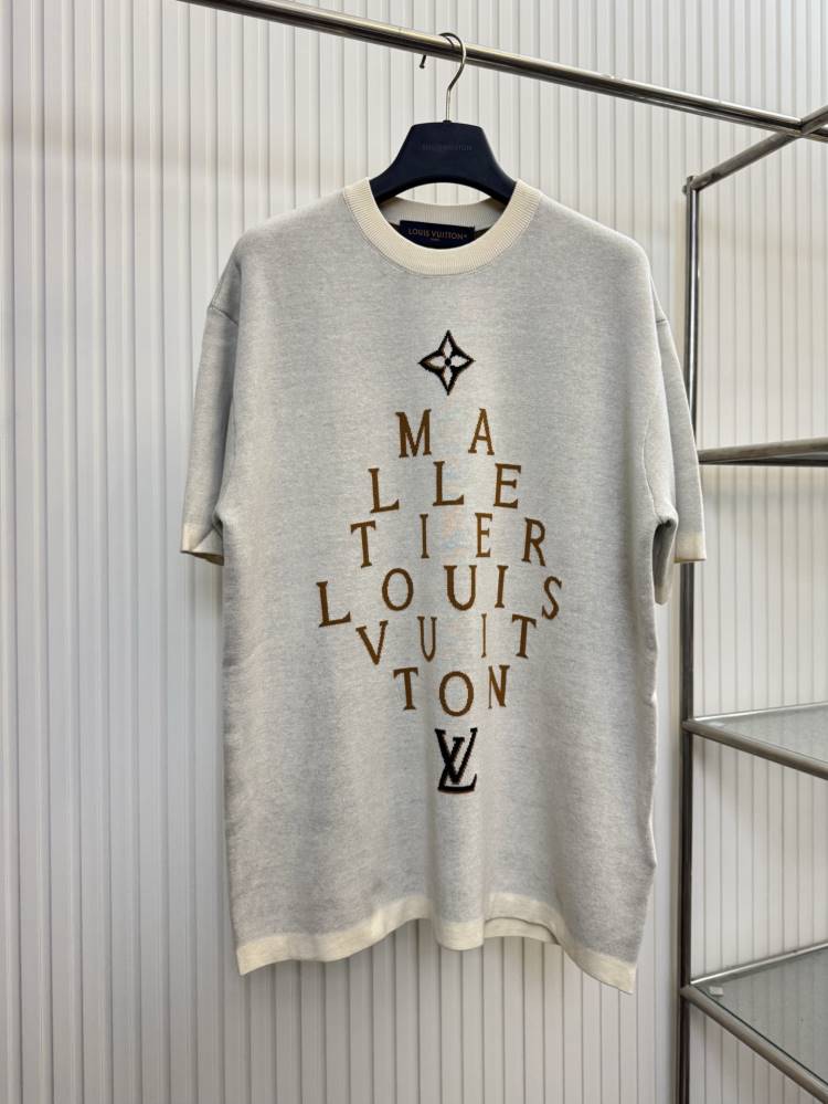 2026 ルイヴィトン 夏新着 レタリングジャカード クルーネック半袖Tシャツ シンプル合わせやすい ブランド コピー
