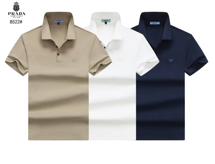 2026 プラダ 夏新着 ポロカラー半袖Tシャツ 洗濯耐久性抜群 デイリー シンプル ブランド コピー