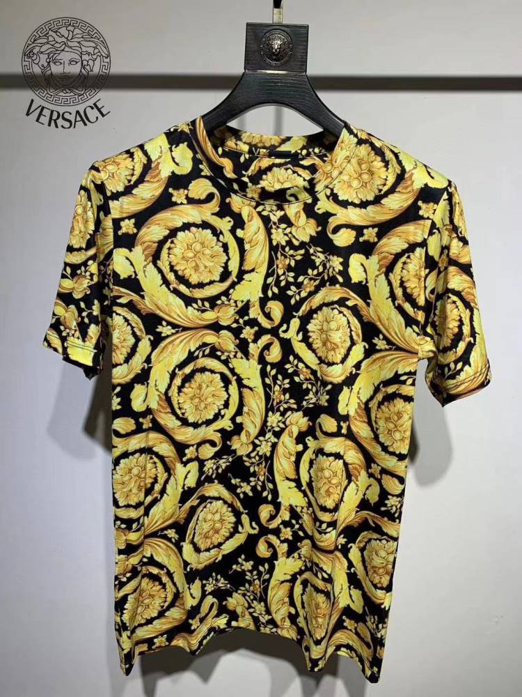 2026 ヴェルサーチ 夏新着 シルケットコットン ゆったりドロップショルダー クルーネック半袖Tシャツ ブランド コピー