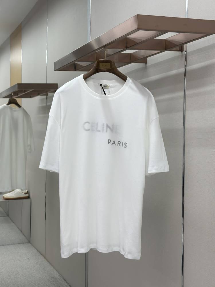 2026 セリーヌ 夏新着 プリントロゴ クルーネック半袖Tシャツ デイリービジカジカジュアル ブランド コピー