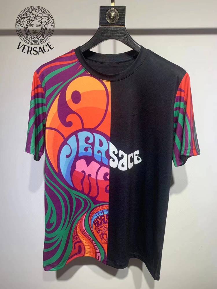 2026 ヴェルサーチ 夏新着 シルケットコットン クルーネック半袖Tシャツ シンプル合わせやすい ベーシック ブランド コピー