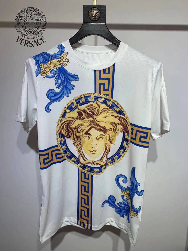 2026 ヴェルサーチ 夏新着 シルケットコットン クルーネック半袖Tシャツ 洗濯耐久性抜群 ベーシック ブランド コピー