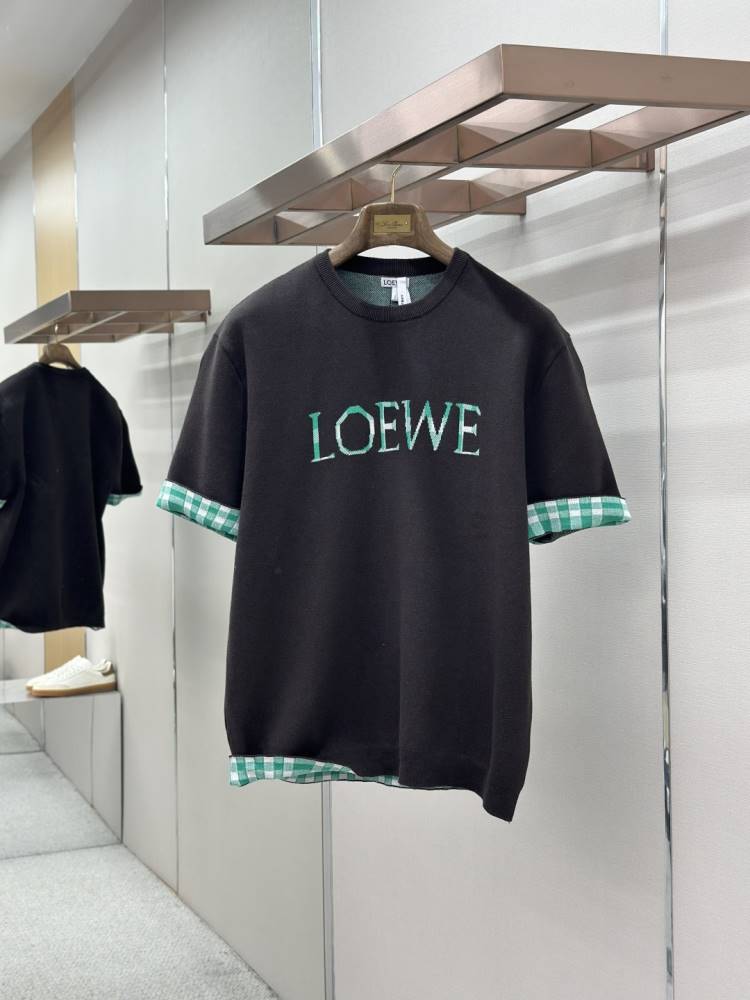 2026 ロエベ 夏新着 ロゴジャカード クルーネック半袖Tシャツ きめ細かく柔らかな肌触り ブランド コピー