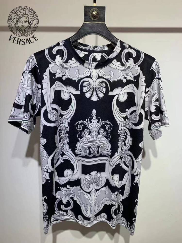 2026 ヴェルサーチ 夏新着 シルケットコットン クルーネック半袖Tシャツ シンプル合わせやすい 快適フィット ブランド コピー