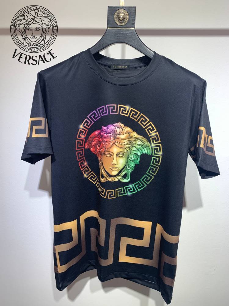 2026 ヴェルサーチ 夏新着 シルケットコットン クルーネック半袖Tシャツ ベーシック シンプル合わせやすい ブランド コピー