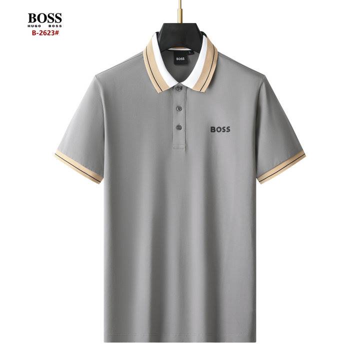 2026 ヒューゴボス 夏新着 快適フィット ポロカラー半袖Tシャツ ゆったりドロップショルダー ブランド コピー