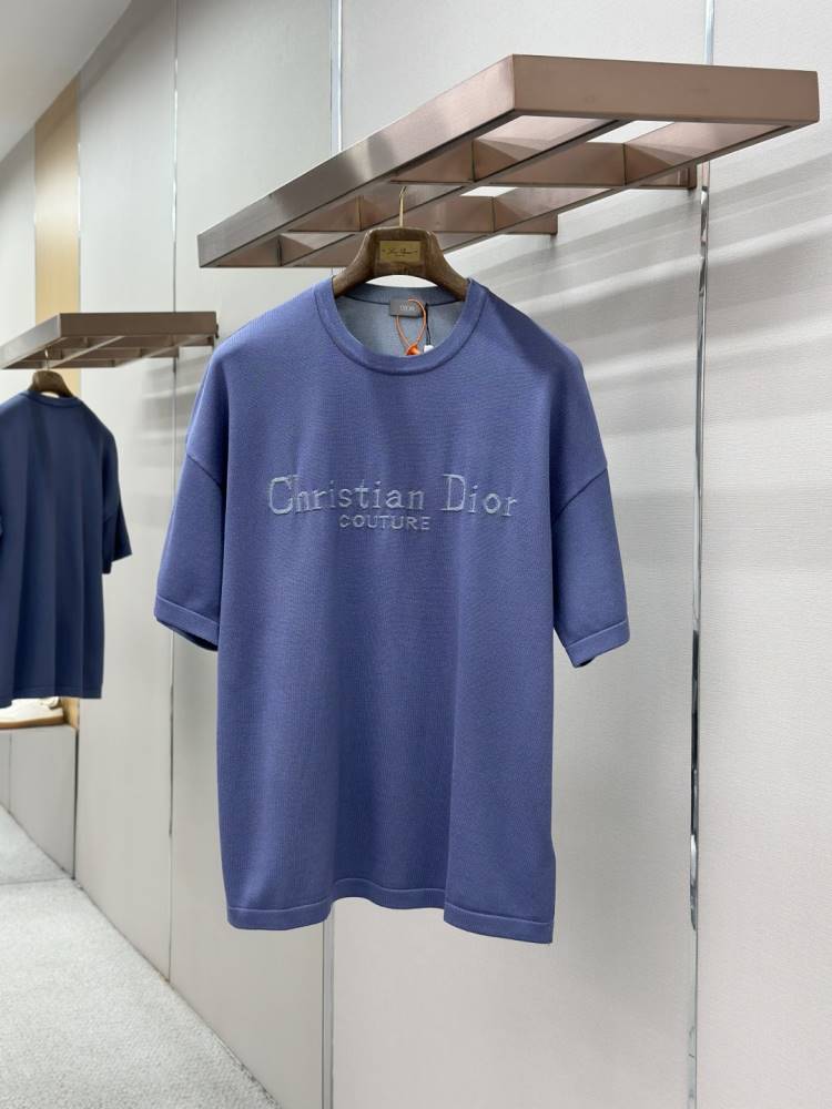2026 ディオール 夏ニュー ロゴジャカード クルーネック半袖Tシャツ ゆったりドロップショルダー ブランド コピー