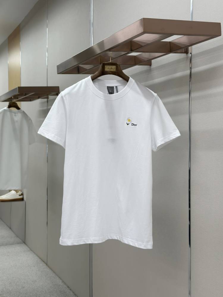2026 ディオール 夏おすすめ フラワー刺繍 クルーネック半袖Tシャツ デイリービジカジカジュアル ブランド コピー