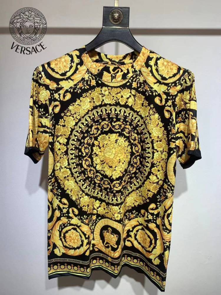 2026 ヴェルサーチ シルケットコットン 夏新着 クルーネック半袖Tシャツ ゆったりドロップショルダー ブランド コピー