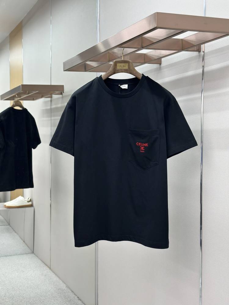 2026 セリーヌ 夏新着 刺繍 クルーネック半袖Tシャツ リラックスオーバーシルエット ブランド コピー