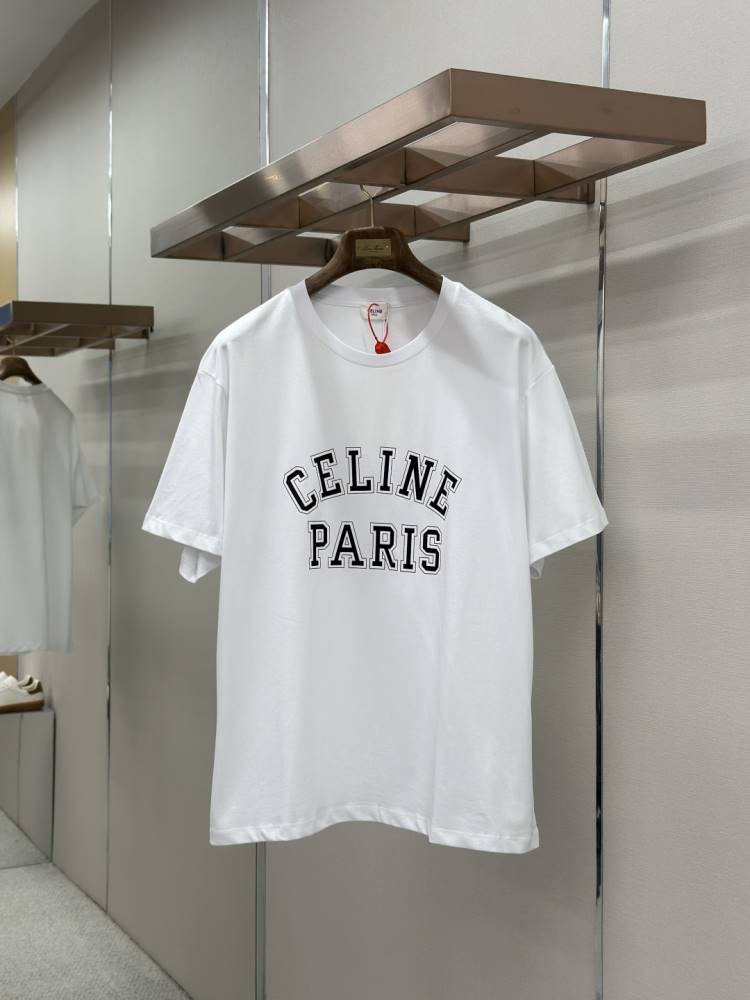 2026 セリーヌ 夏新着 プリントロゴ クルーネック半袖Tシャツ リラックスオーバーシルエット ブランド コピー