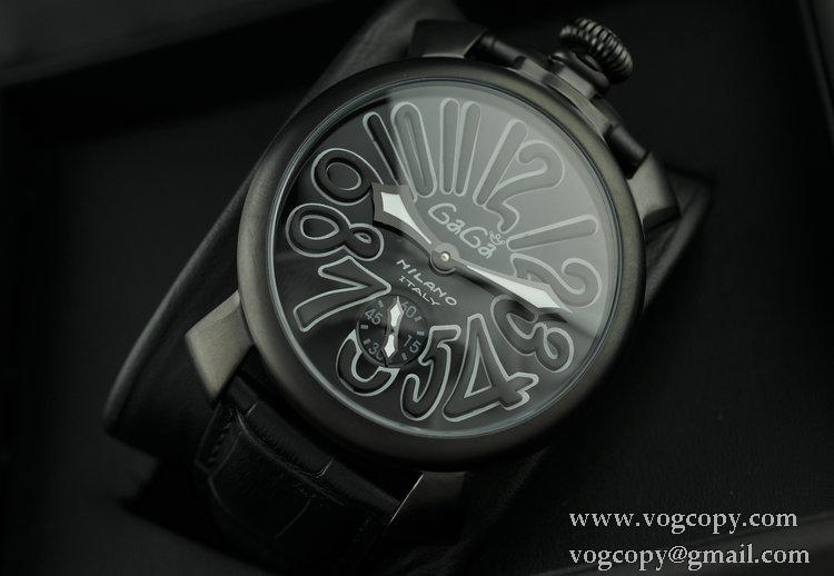 GaGaMILANO ガガミラノ腕時計 2針 機械式手巻き夜光効果　ブラック