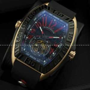 自動巻き 2針 Tourbillon トゥールビヨン FRANCK MULLER フランクミュラー メンズ腕時計 夜光効果 レザー BLACK