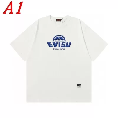EVISUエヴィス 2025新作 クルーネック 半袖Tシャツ ナチュラル