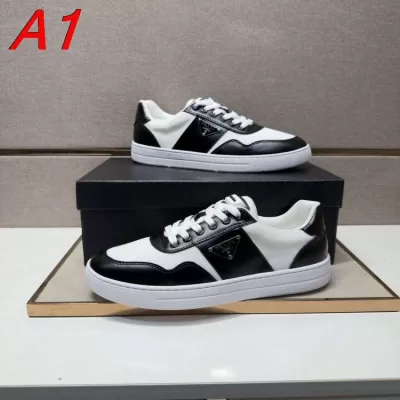 【Prada】スニーカー レザー 拼色设计 黑白撞色 ストリート