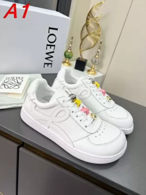 2026発売【Loewe】スニーカー レザー アナグラムデザイン ホワイト カジュアル
