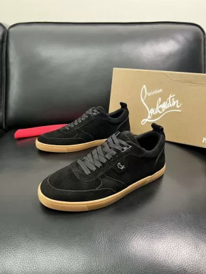 【Christian Louboutin】スニーカー スエード 五金装飾 ブラック×ブラウン デイリー