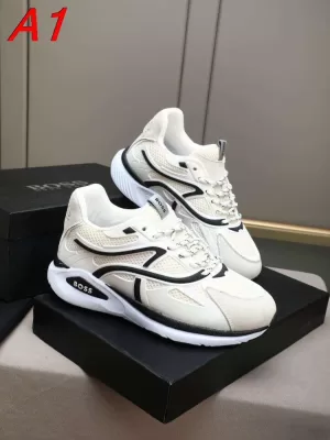2026発売中！【BOSS】チャンキースニーカー メッシュ×レザー ストラクチャーデザイン  WHITE×BLACK ストリート