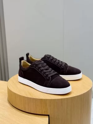 2026新作発表【Christian Louboutin】スニーカー スエード シンプル コーヒー×白 デイリー