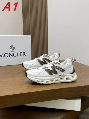2026入荷【Moncler】スニーカーメッシュ×レザー N字装饰 トリコロール装饰 ホワイト×布朗 ストリート