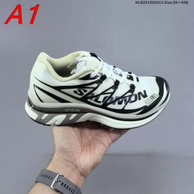 2026発売【Salomon】スニーカーメッシュ×レザー ACS构造 Salomon Logo アイボリー×ブラック アウトドア