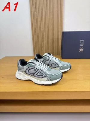 2026発売中！【Dior】スニーカー メッシュ×レザー CD装飾 白底 グレー×ブラック カジュアル