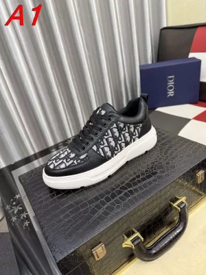 2026入荷しました【Dior】スニーカー レザー×モノグラム柄 白底 ブラック×ホワイト カジュアル