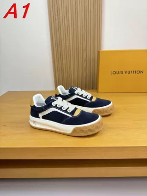 【Louis Vuitton】スニーカースエード×レザー  Logo装饰 V装饰 藏ブルー×ゴールド カジュアル