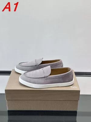 2026新作【Christian Louboutin】ローファー レザー 爬虫類紋様 グレー×ホワイト ビジネス
