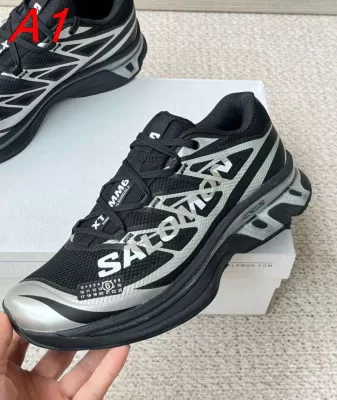 2026新作【MM6×Salomon】スニーカーメッシュ×レザー ACS构造 MM6 Logo X1装饰 :black アウトドア