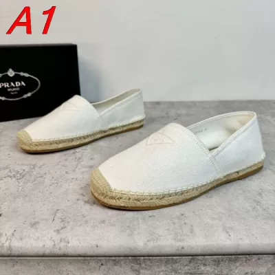 2026入荷しました【Prada】エスパドリーユ キャンバス ラフィア鞋头  White リゾート