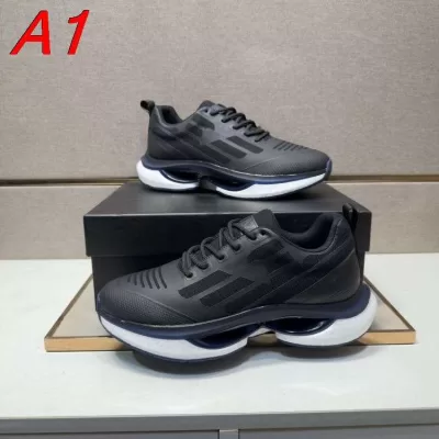 2026新作発表【Armani】EA7 スニーカー レザー×メッシュ ストラクチャーデザイン ブラック×グレー スポーツ