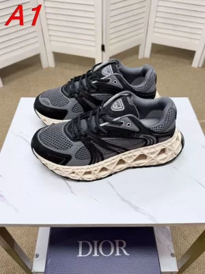 2026新作【Dior】チャンキースニーカー メッシュ×レザー 镂空底 グレー×ブラック カジュアル
