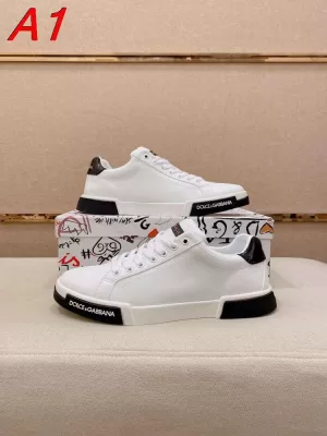 2026新作【Dolce & Gabbana】スニーカー レザー DG柄 ホワイト×ブラック カジュアル