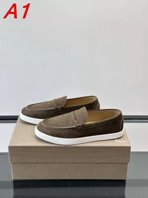 2026入荷しました【Christian Louboutin】ローファー スエード 爬虫類紋様×明線 ブラウン×ホワイト フォーマル