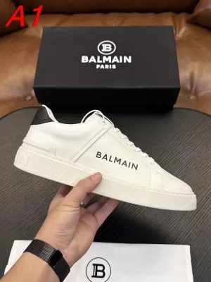 【Balmain】ローカットスニーカー レザー ロゴポイント WHITE×BLACK パーティー