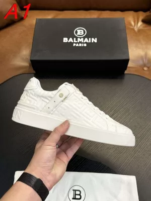 2026新作発表【Balmain】ローカットスニーカー レザー モノグラム WHITE パーティー