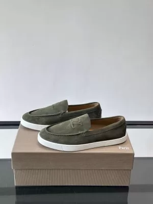 2026発売中!【Christian Louboutin】ローファー スエード H字标识 グリーン×ブラウン フォーマル