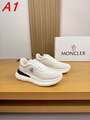 2026発売【Moncler】スニーカースエード×レザー キルティングデザイン 公鸡ロゴ グレー×ホワイト カジュアル