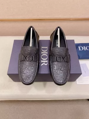 2026新作【Dior】ローファー レザー(压纹) CD-logo ブラック ビジネス